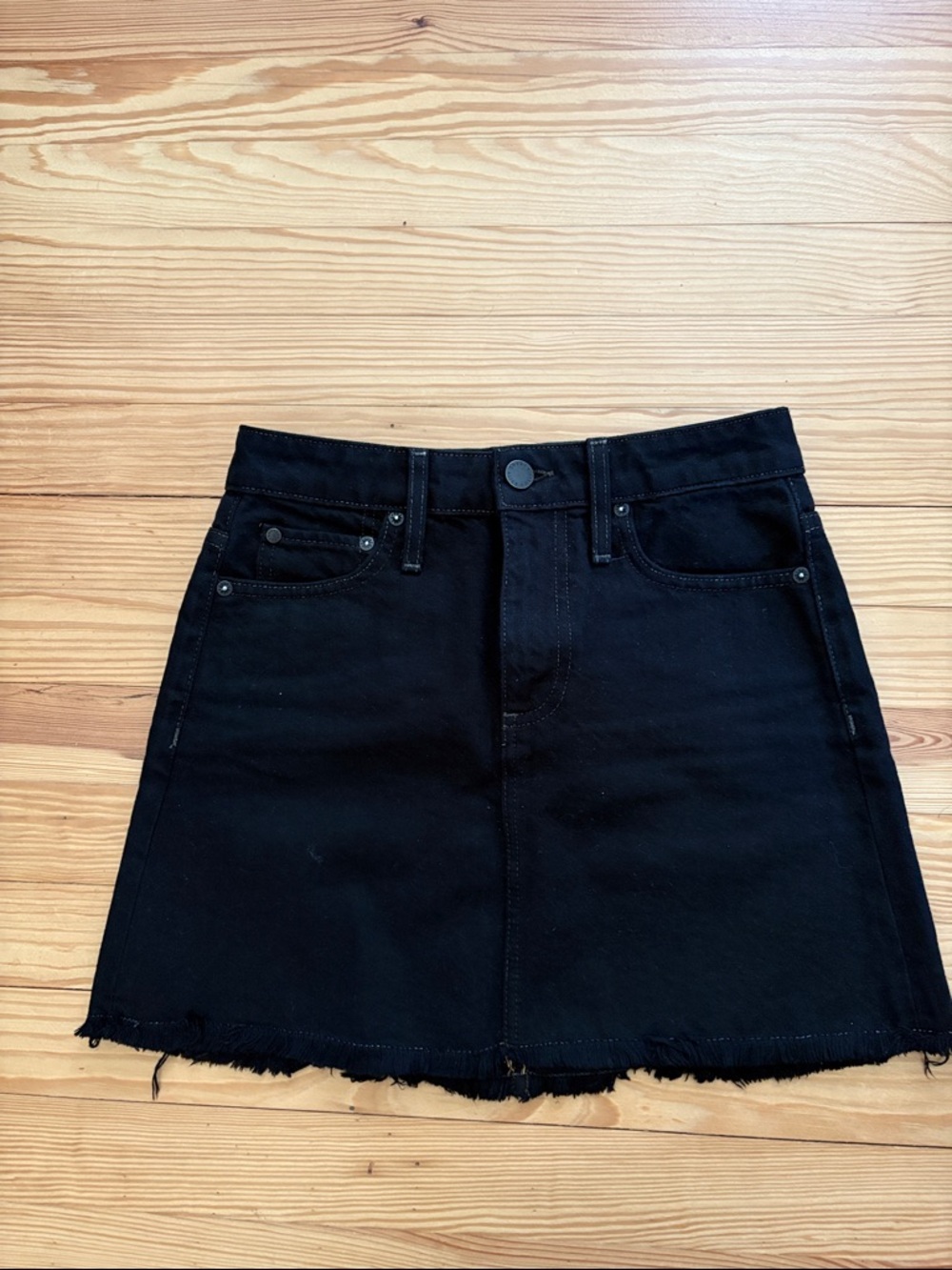 Alice and Olivia Classic Black Denim Mini Skirt